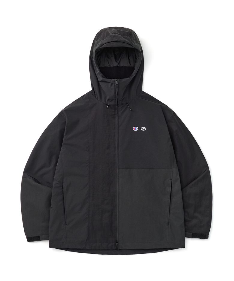 [CHAMPION x DIMITO] C-LOGO COLLEGE PATCHWORK JACKET BLACK MIX