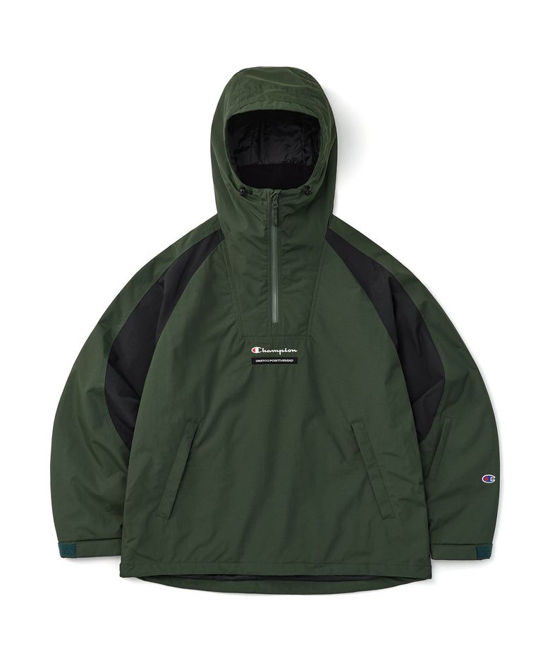 [CHAMPION x DIMITO] VARSITY ANORAK TRACK JACKET DARK GREEN