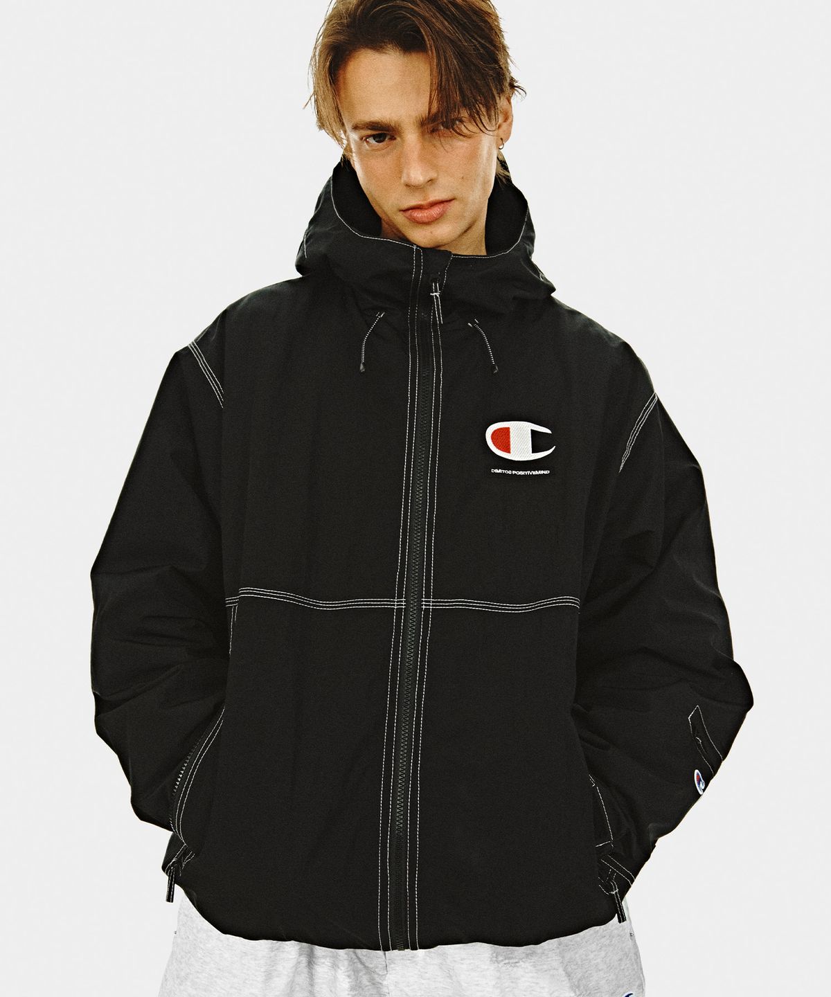 디미토(DIMITO) [CHAMPION x DIMITO] C-LOGO STITCHED JACKET BLACK