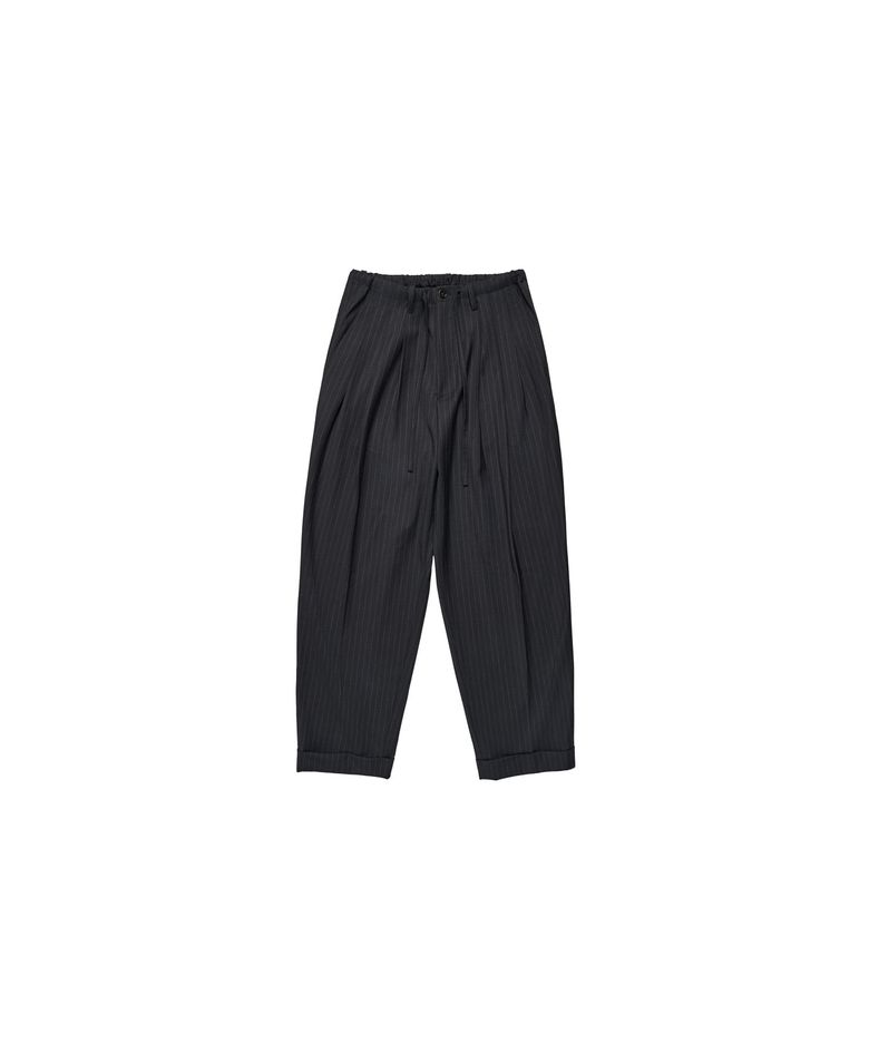 Stripe banding slacks Black