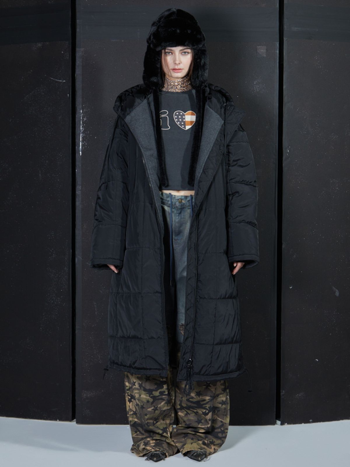 게이트리스(GATELESS) GL LONG PADDED COAT-BLACK
