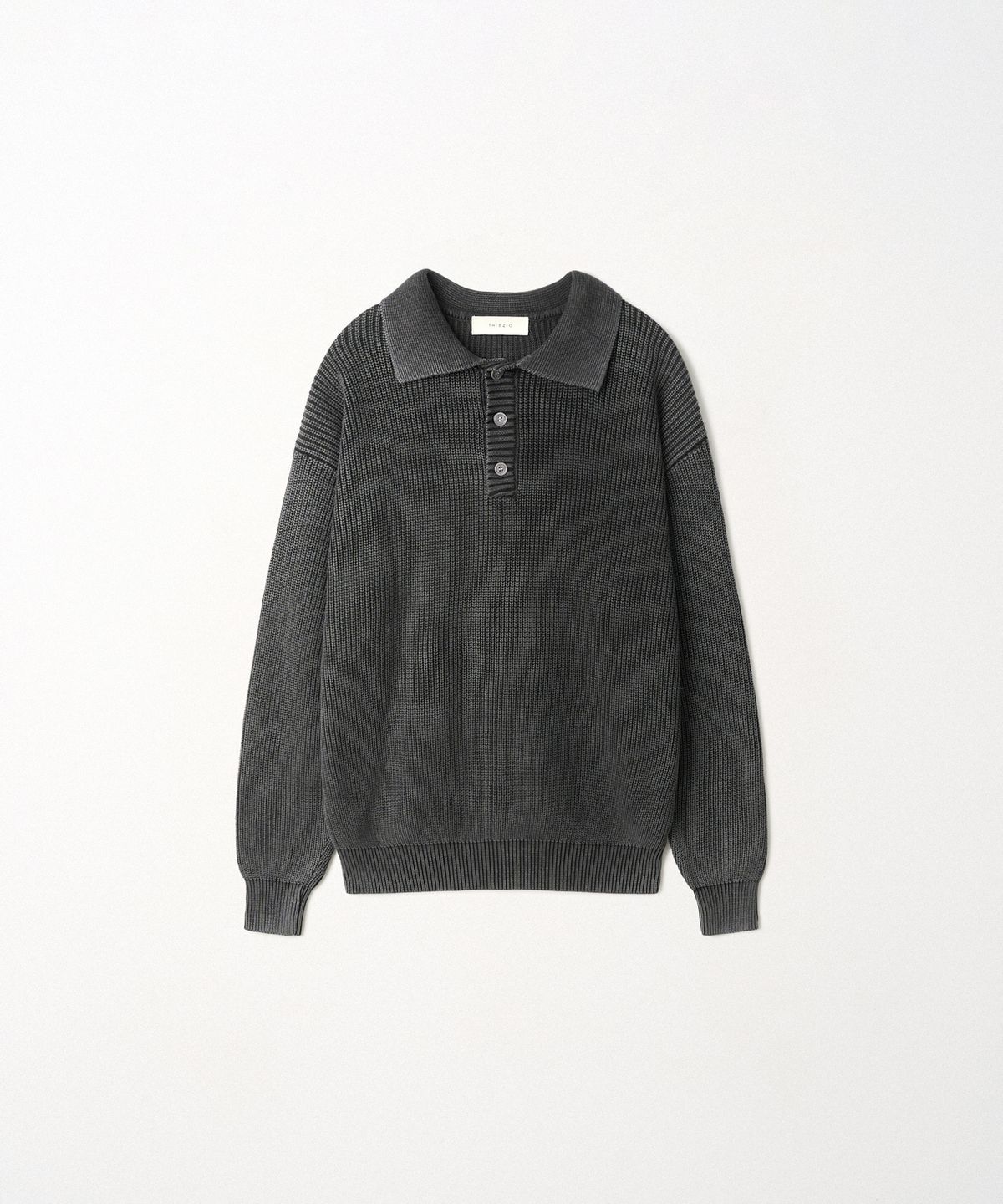 이지오(EZIO) Pigment Dyed Collar Knit_Black