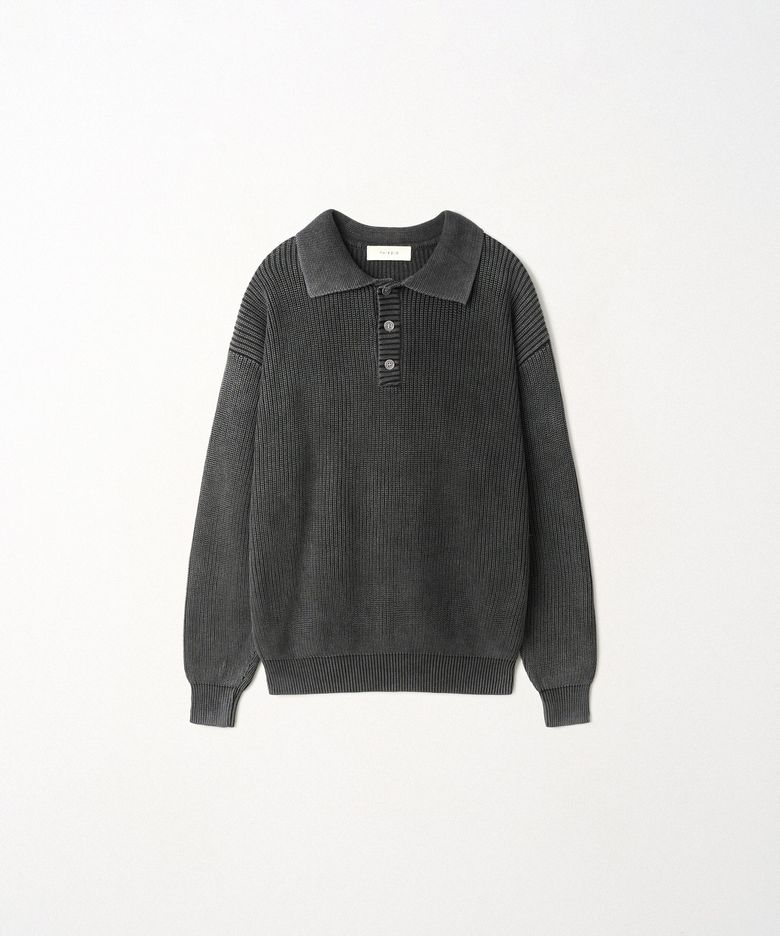 Pigment Dyed Collar Knit_Black