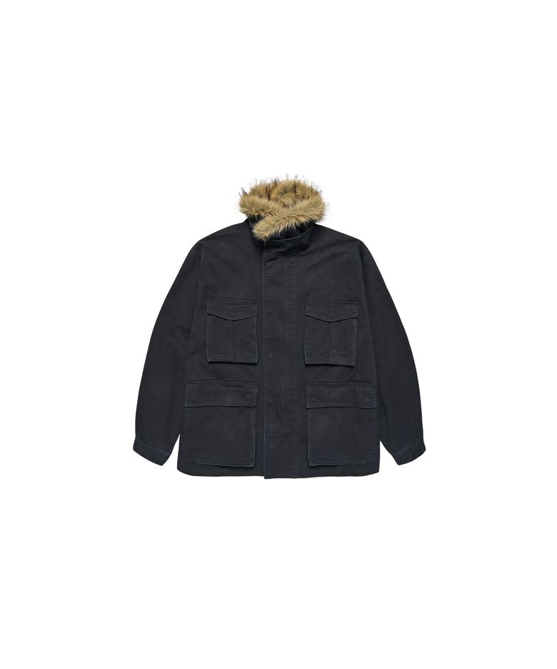 Washed field parka Black
