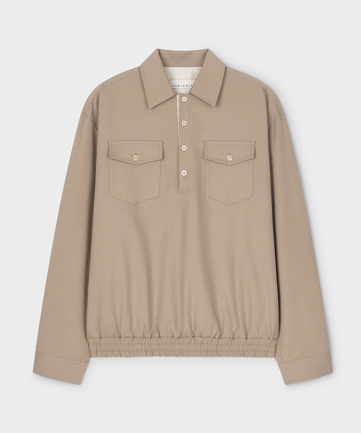 언지미크(UNGIMMICK) HALF-PLACKET BLOUSON SHIRT (BEIGE)