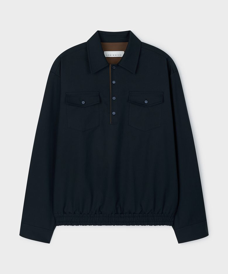 HALF-PLACKET BLOUSON SHIRT (NAVY)