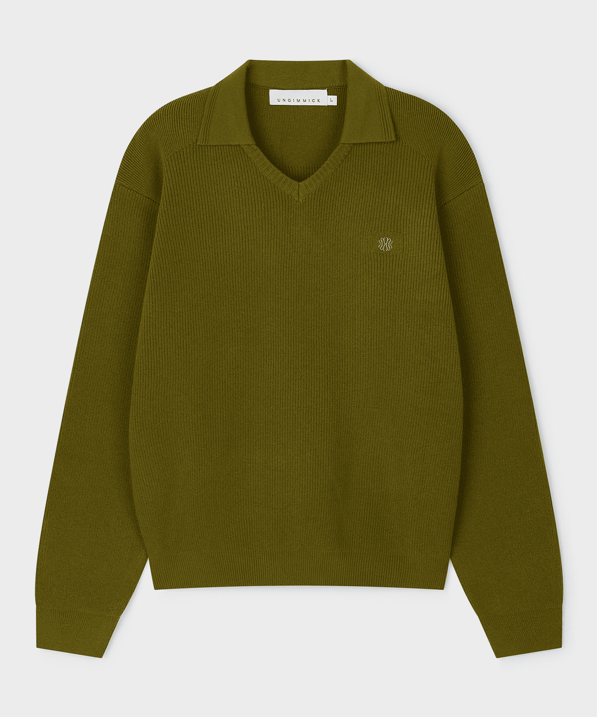 언지미크(UNGIMMICK) JOHNNY COLLAR SWEATER (OLIVE)