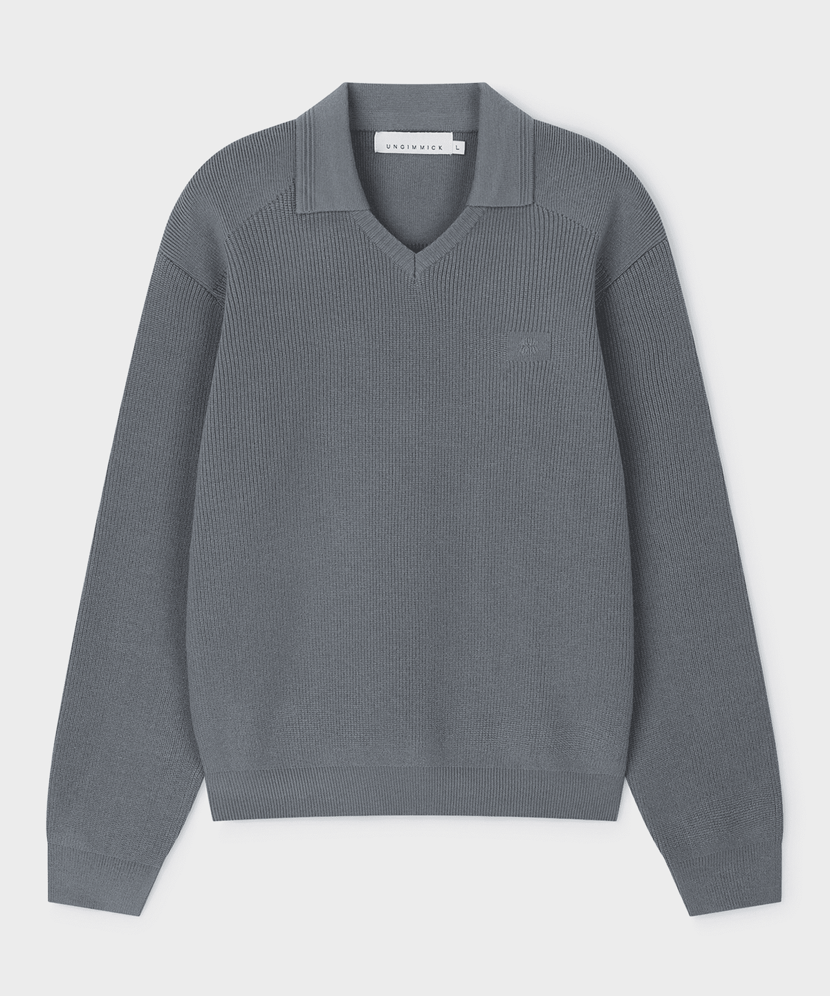 언지미크(UNGIMMICK) JOHNNY COLLAR SWEATER (BLUE GREY)