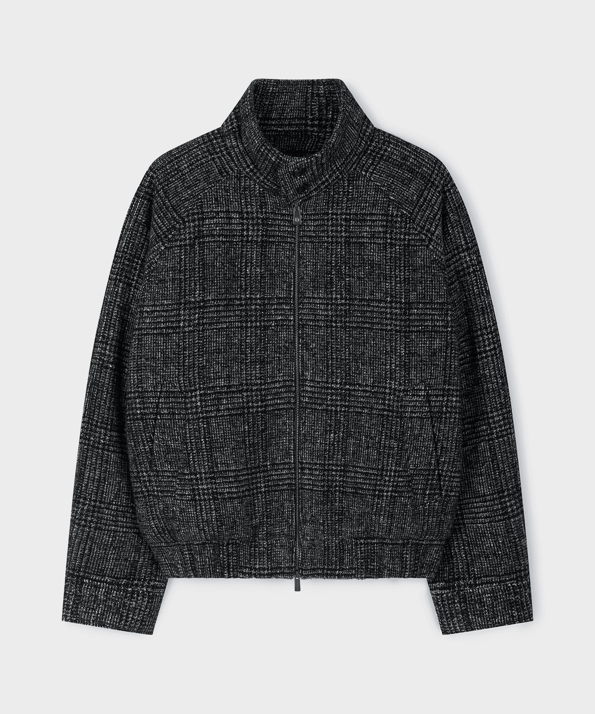 언지미크(UNGIMMICK) BOUCLE CHECK HARRINGTON JACKET (CHARCOAL)