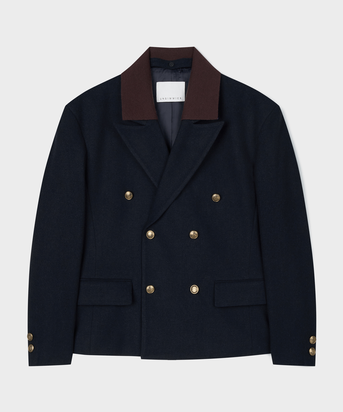 언지미크(UNGIMMICK) DOUBLE BREASTED WOOL JACKET (NAVY)