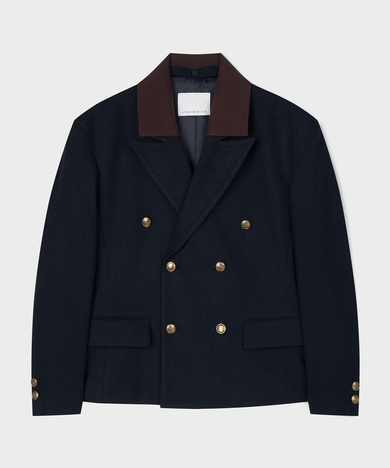 DOUBLE BREASTED WOOL JACKET (NAVY)