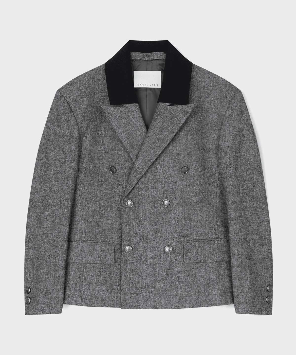 언지미크(UNGIMMICK) DOUBLE BREASTED WOOL JACKET (MELANGE GREY)