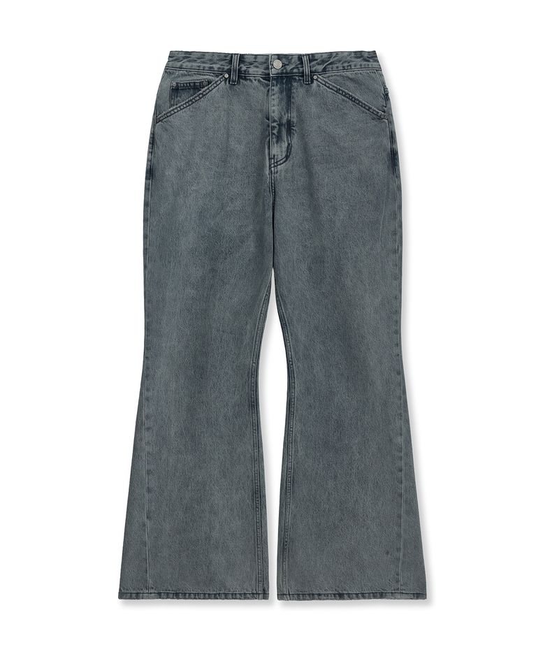 WIDE FLARED FADE DENIM PANTS (VINTAGE BLUE)