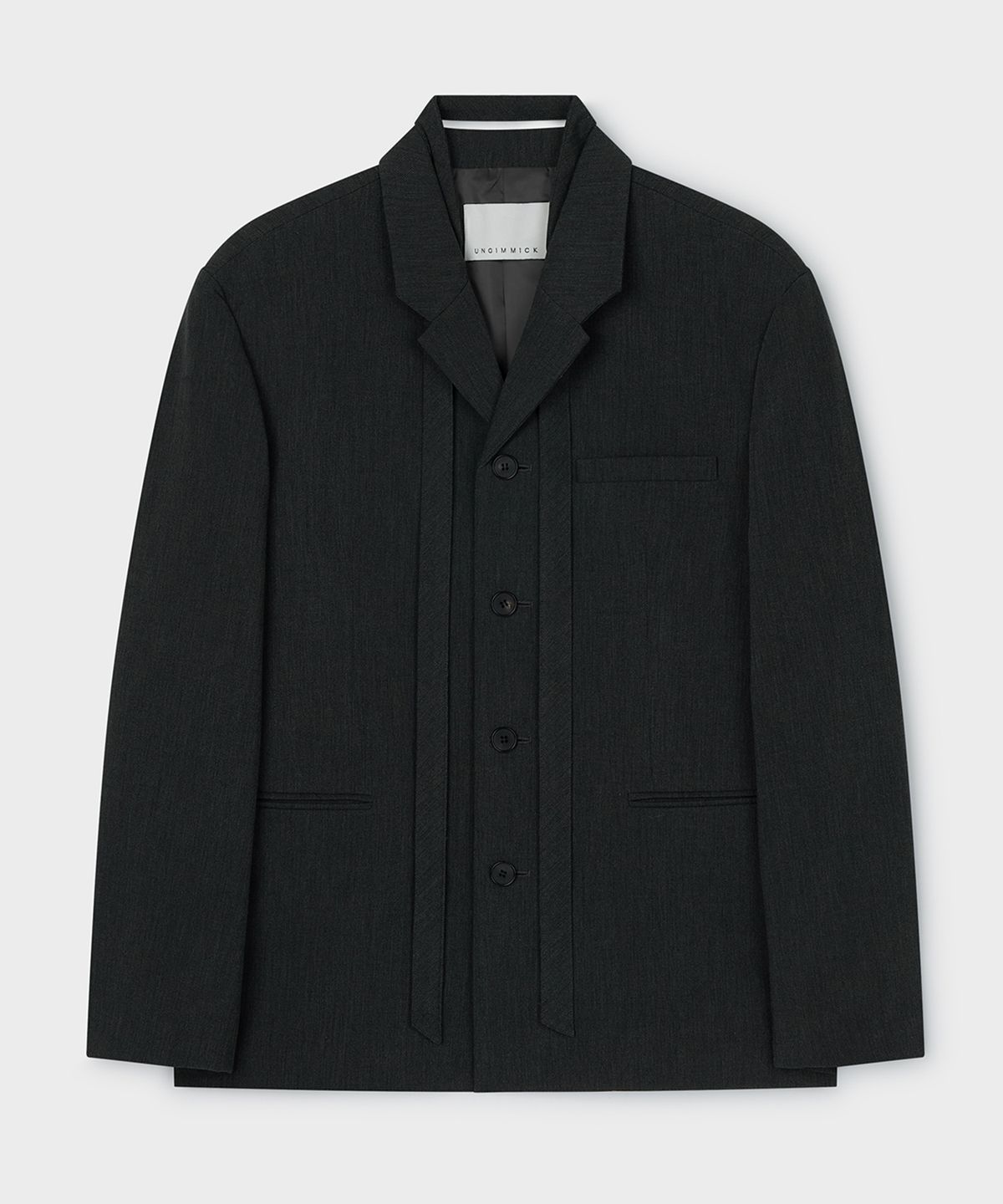언지미크(UNGIMMICK) TAILORED JACKET WITH DETACHABLE TIE (CHARCOAL)