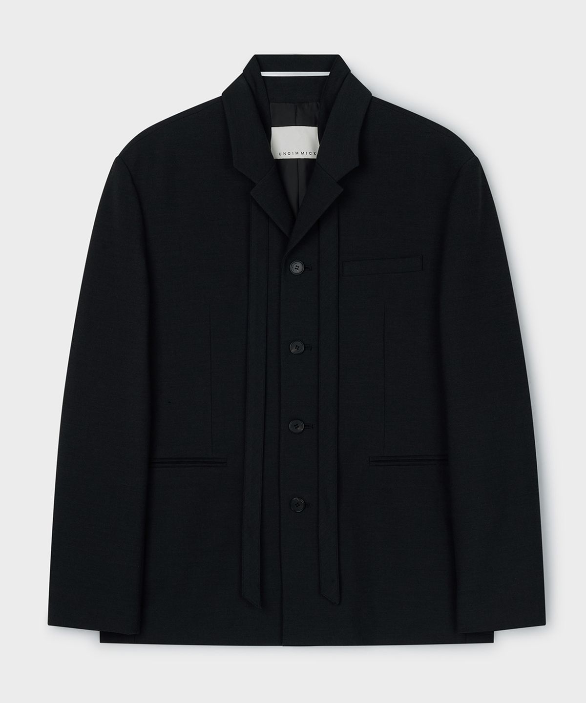 언지미크(UNGIMMICK) TAILORED JACKET WITH DETACHABLE TIE (BLACK)