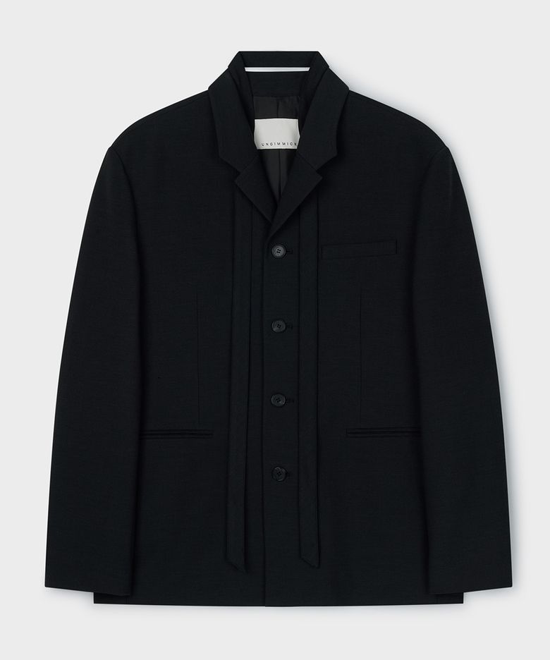 TAILORED JACKET WITH DETACHABLE TIE (BLACK)