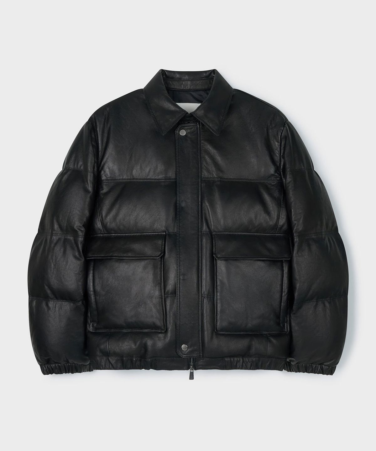 언지미크(UNGIMMICK) ITALIAN LEATHER DOWN JACKET (BLACK / LAMBSKIN)