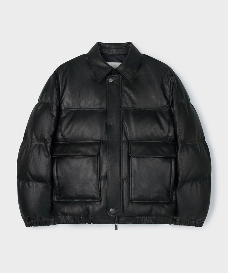 ITALIAN LEATHER DOWN JACKET (BLACK / LAMBSKIN)