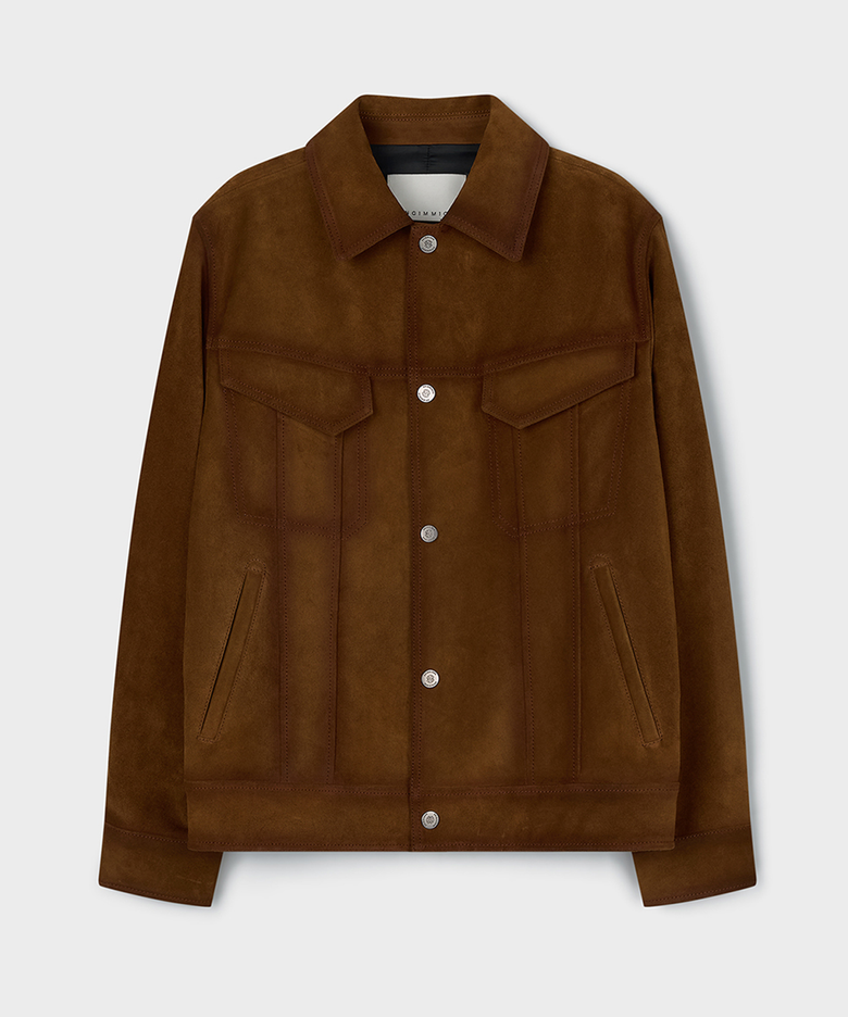 SPLIT SUEDE TRUCKER JACKET (CAMEL / CALF SPLIT)