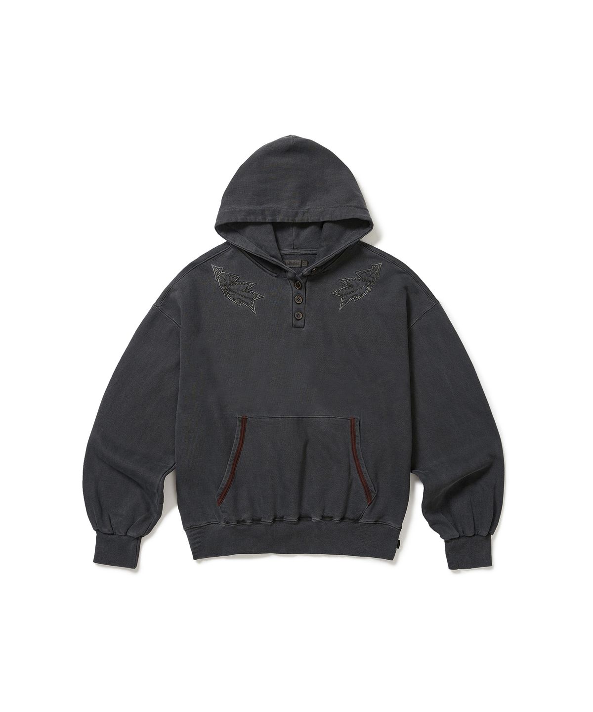 카락터(KARACTOR) Garment dyed button hoodie / Pigment charcoal