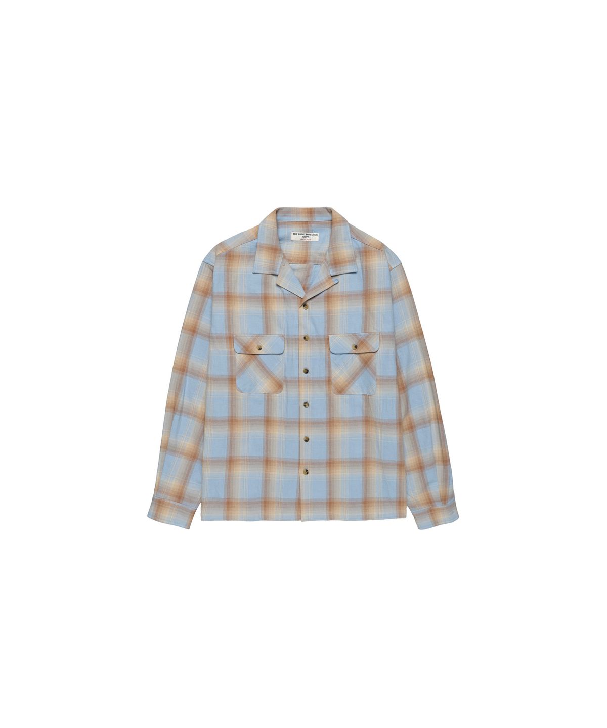 구보(GUVO) Open collar check shirts Blue