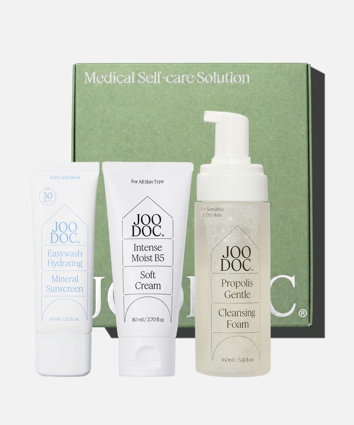 주닥(JOODOC) [데일리 1-2-3 루틴세트] 이지워시 선스크린 45ml+프로폴리스 클렌징 폼 160ml+인텐스 모이스트 B5 소프트 크림 80ml