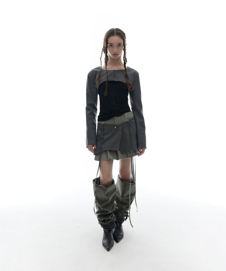 Layered Bolero Wool Jacket / Grey
