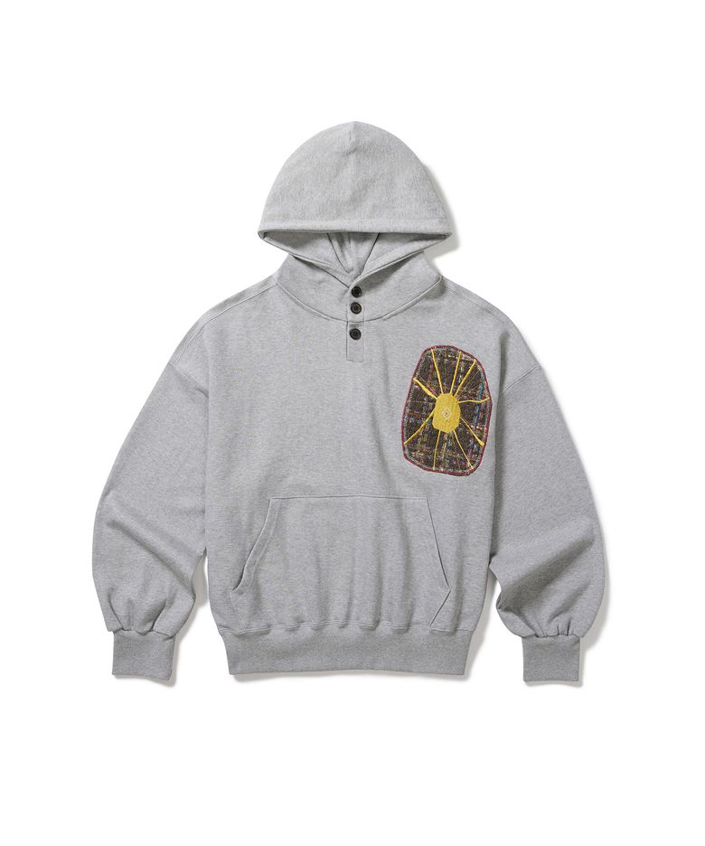 Boiling patched hoodie / Melange gray