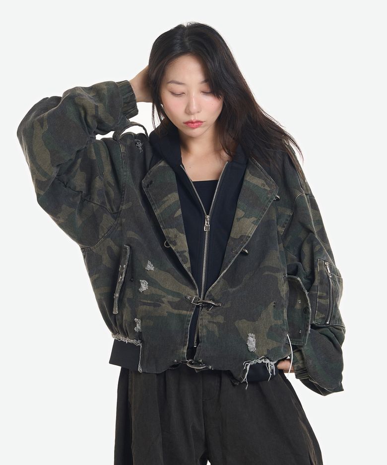 카모 탈부착 후드 자켓