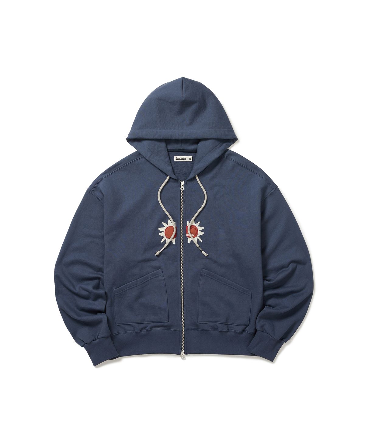 카락터(KARACTOR) Sunburst hoodied zip-up / Smoke navy