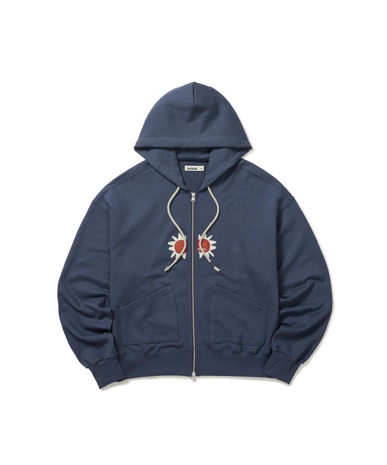 Sunburst hoodied zip-up / Smoke navy