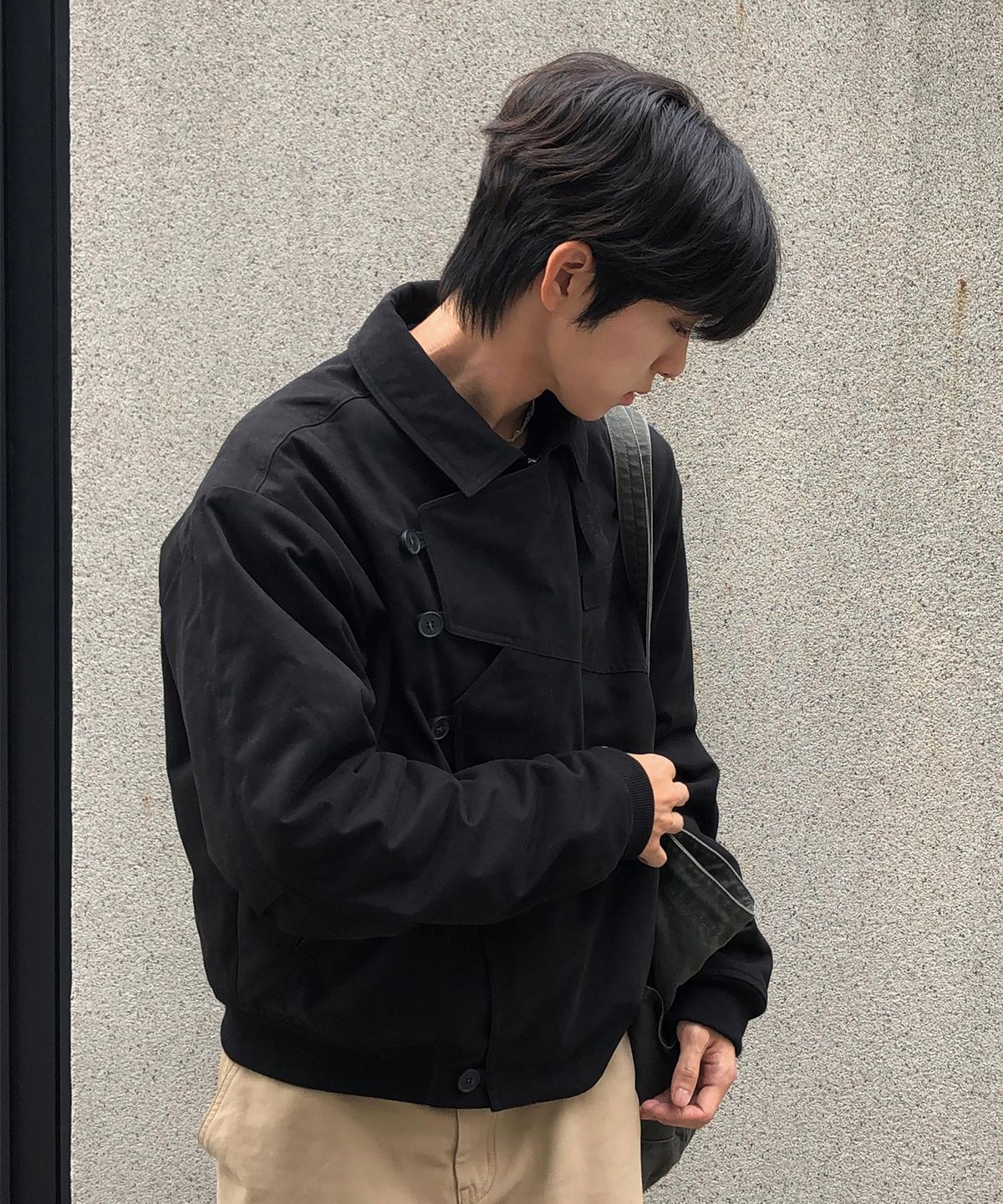 미세키서울 맨(MISEKISEOUL MEN) Diagonal panel padding jacket BLACK