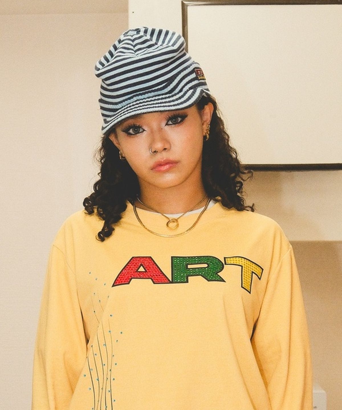 가먼츠팹(GARMENTS FAB) Stripe Wappen Brim Beanie (NAVY)