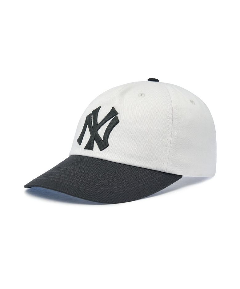 Q핏 배색 언스트럭쳐 볼캡 NY (Charcoal Grey)