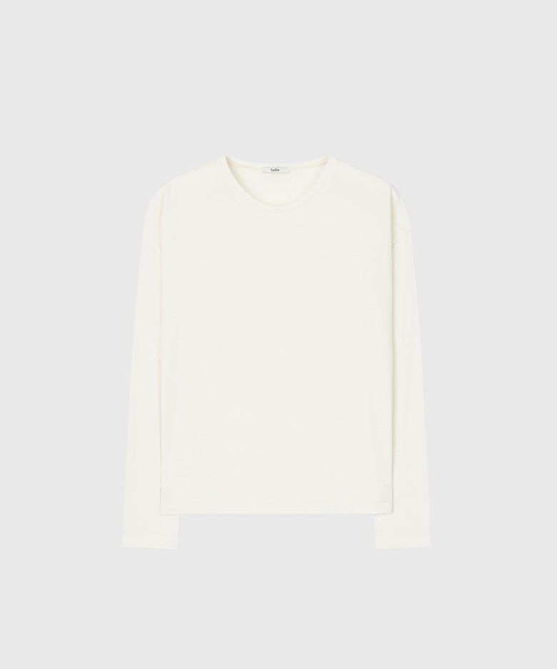 WOOL BLEND SILKY JERSEY TOP PEARL WHITE
