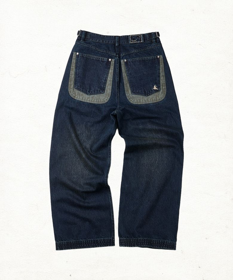 DD stacked back pocket denim pants (INDIGO)