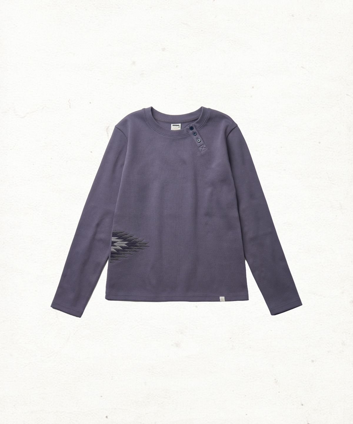 단델(DANDEL) DD aztec waffle henley neck long sleeve (PURPLE GREY)