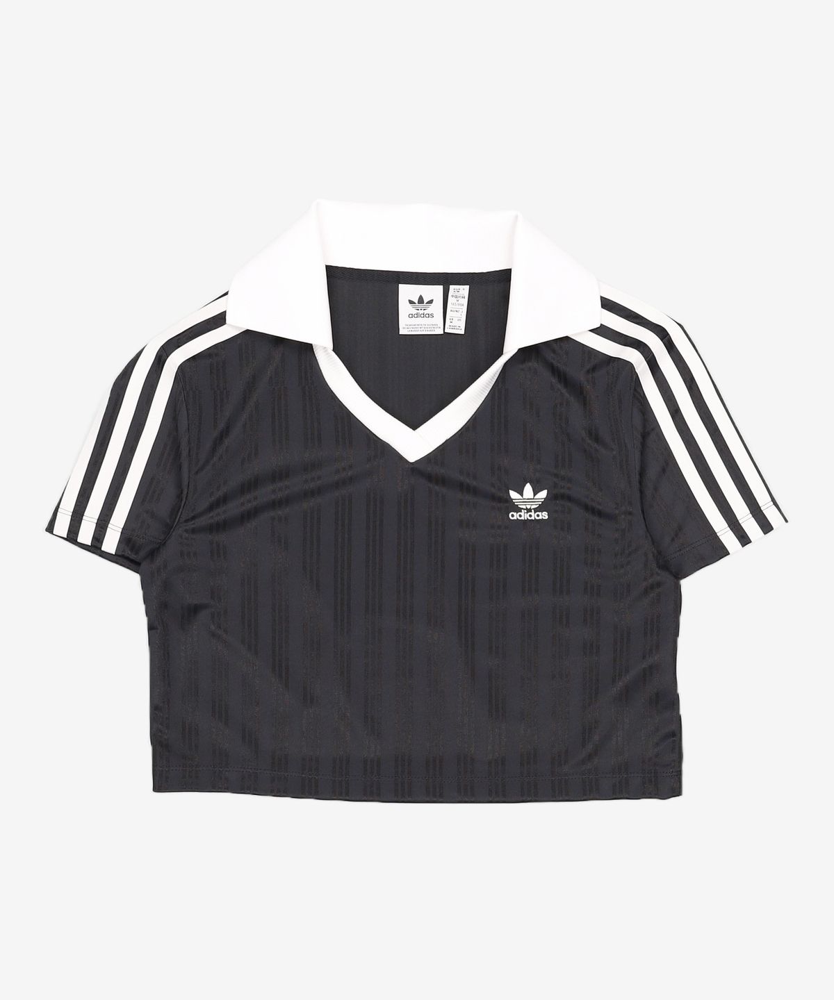 아디다스(ADIDAS) 풋볼 자카드 브이넥 크롭 폴로 셔츠 - 블랙 / JD2606 M