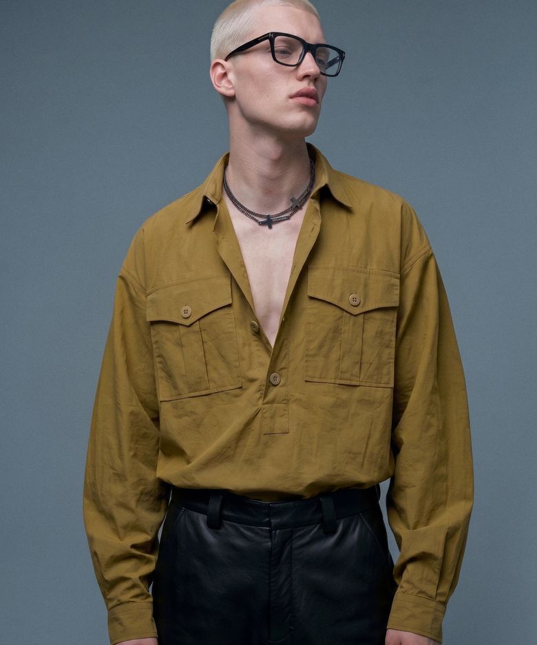 투포켓 헨리 셔츠[Mustard(UNISEX)]_UTS-SS86