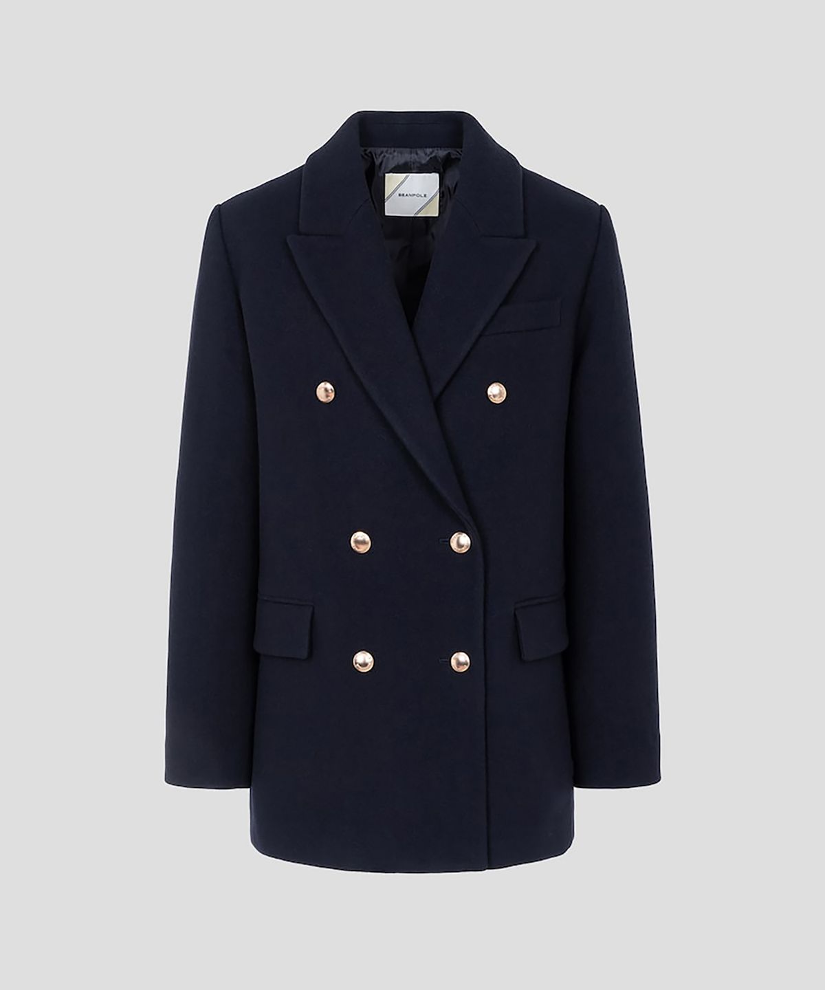 빈폴 레이디스(BEANPOLE LADIES) 울 더블 브레스티드 세미오버 재킷  네이비 (BF6911C37R)