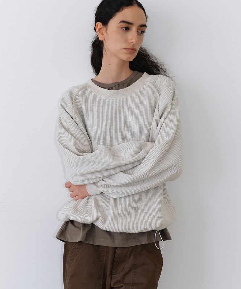 Waffle Raglan Sweatshirt_Oatmeal