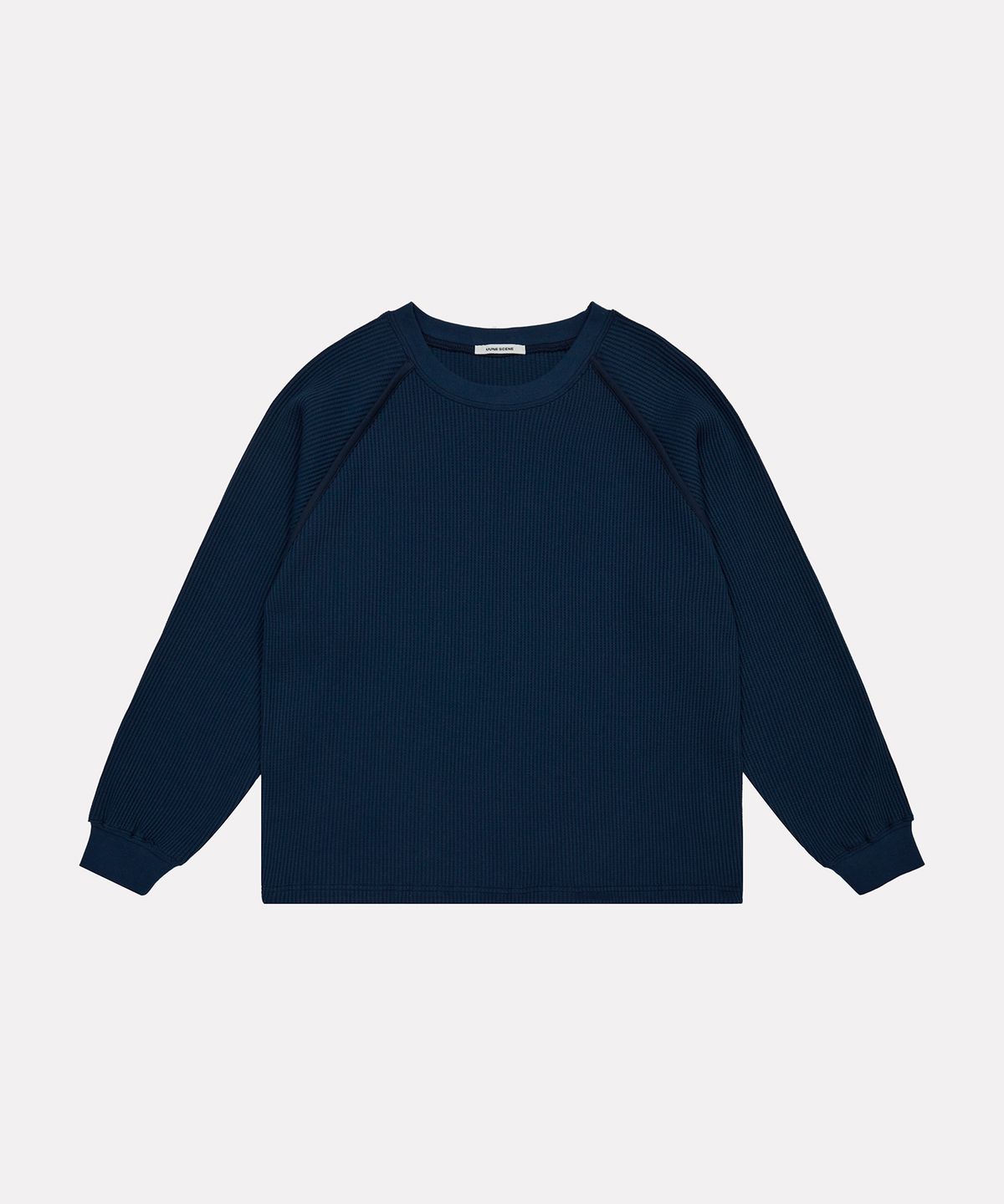 우네씬(UUNE SCENE) Waffle Raglan Sweatshirt_Navy