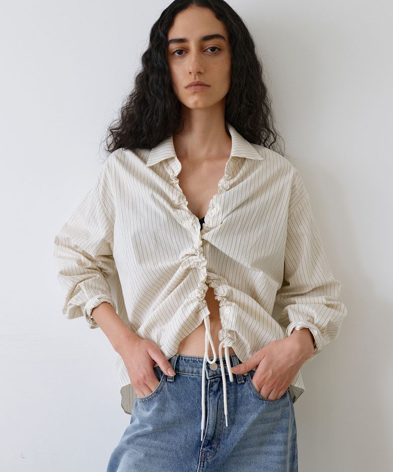 Stripe String Shirt_Cream
