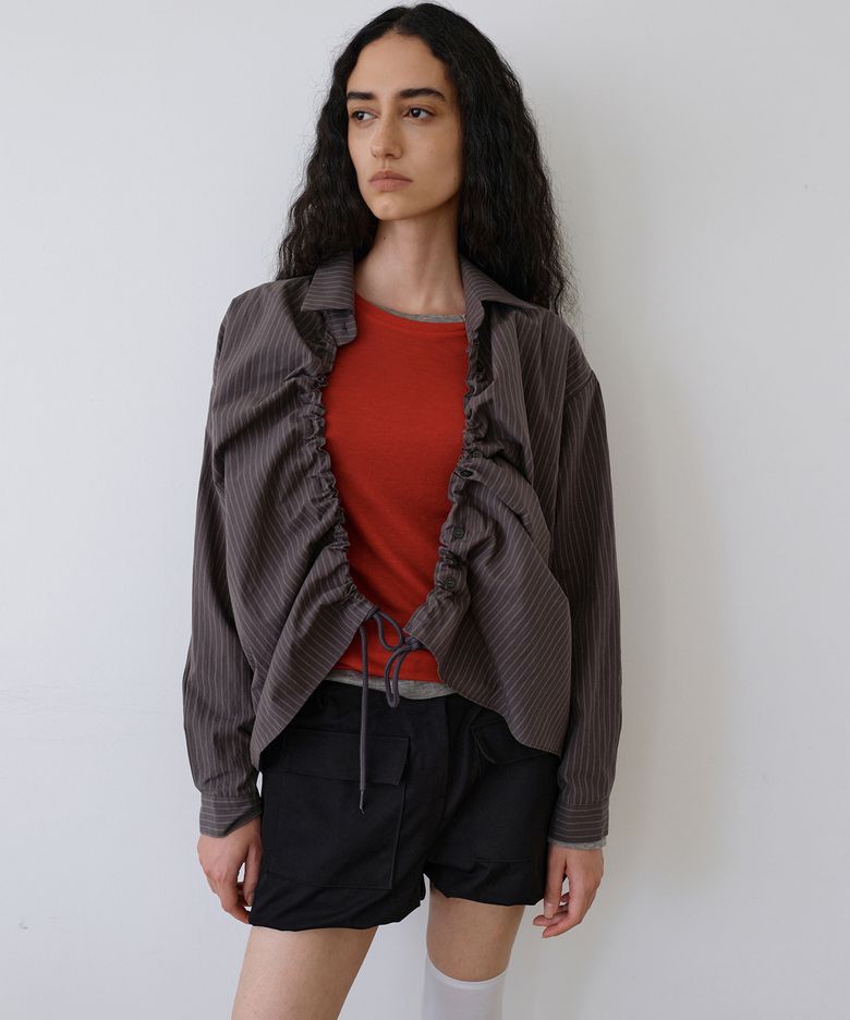 Stripe String Shirt_Charcoal