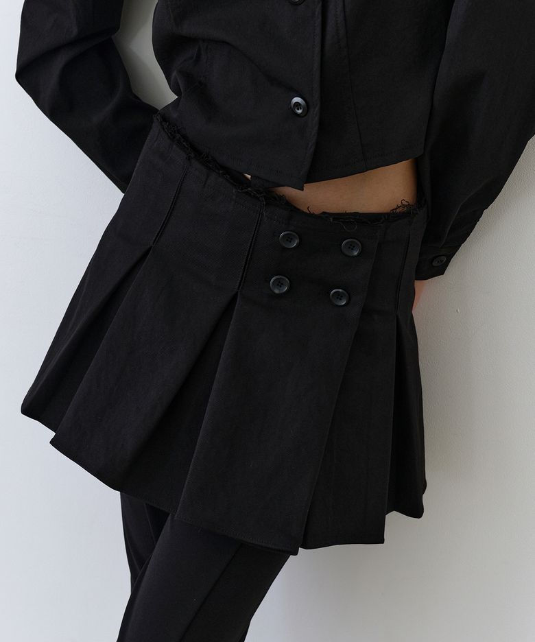 Mini Pleated Wrap Skirt_Black