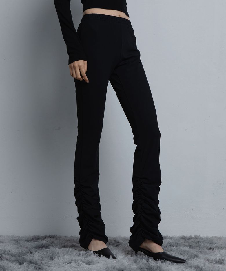 LOW RISE DRAPE LEGGINGS [Black]