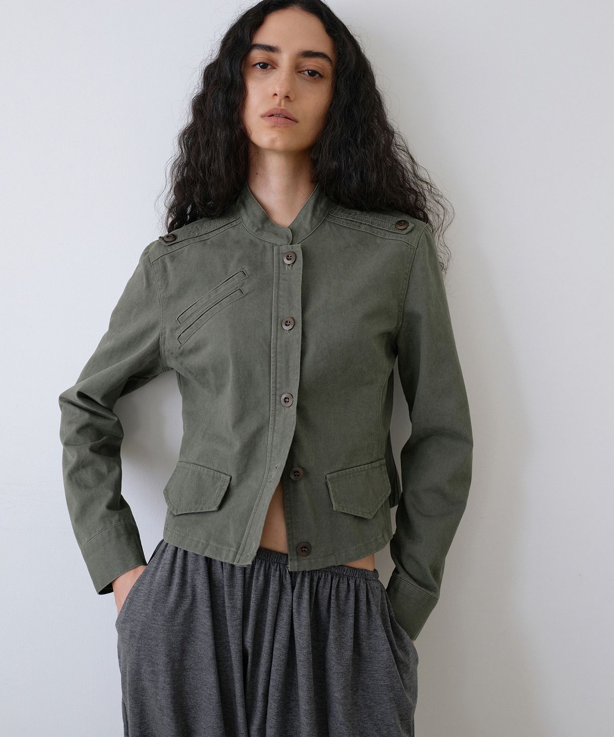 우네씬(UUNE SCENE) Washed Military Jacket_Khaki