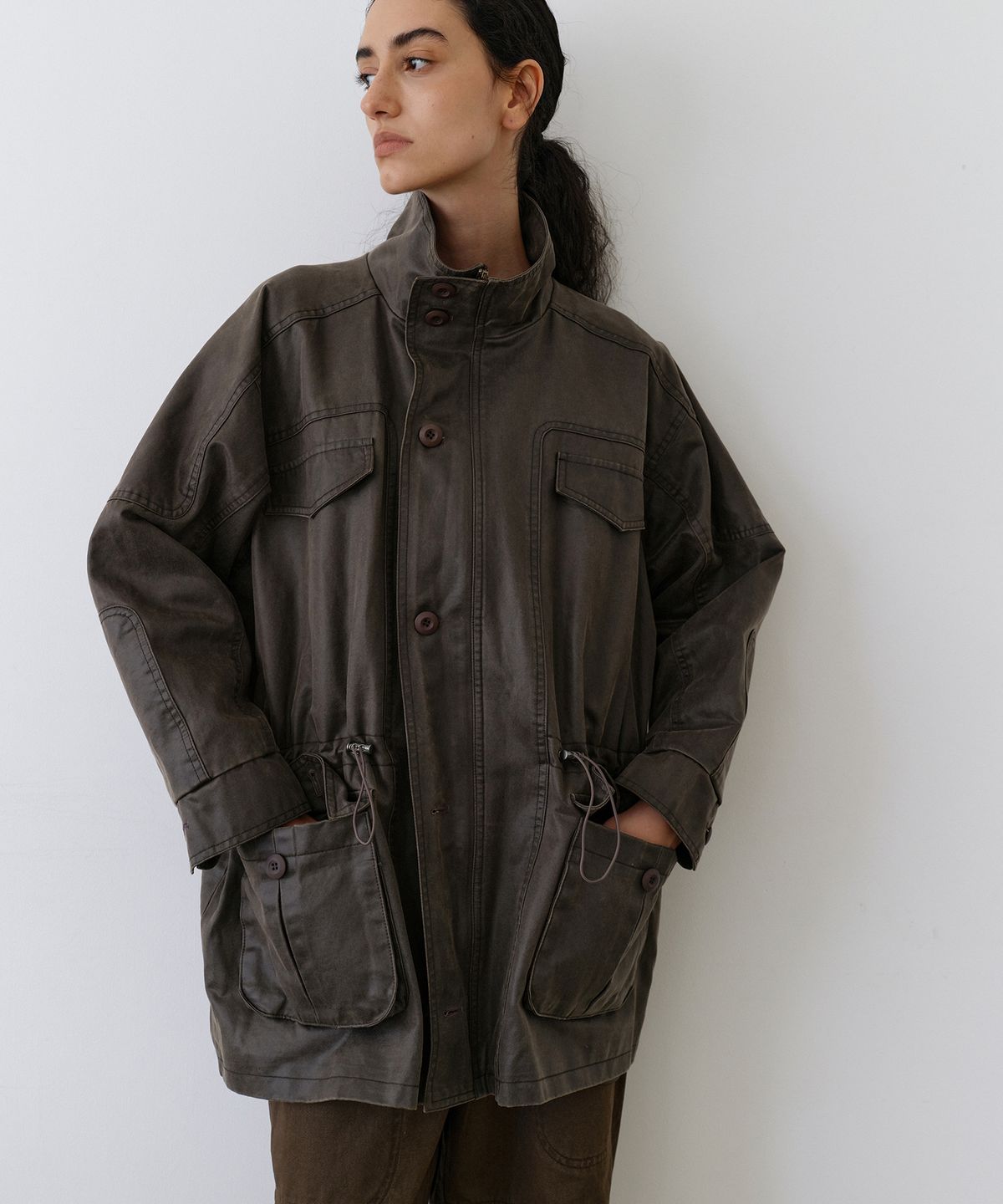 우네씬(UUNE SCENE) Vintage Washed Half Jacket_Cocoa