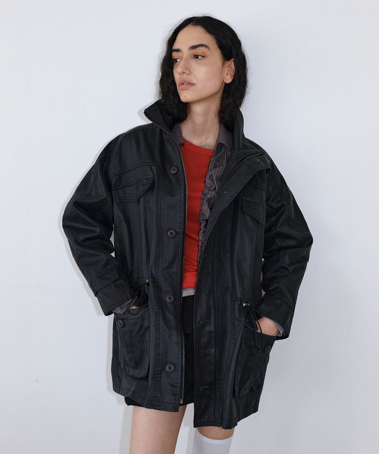 Vintage Washed Half Jacket_Black