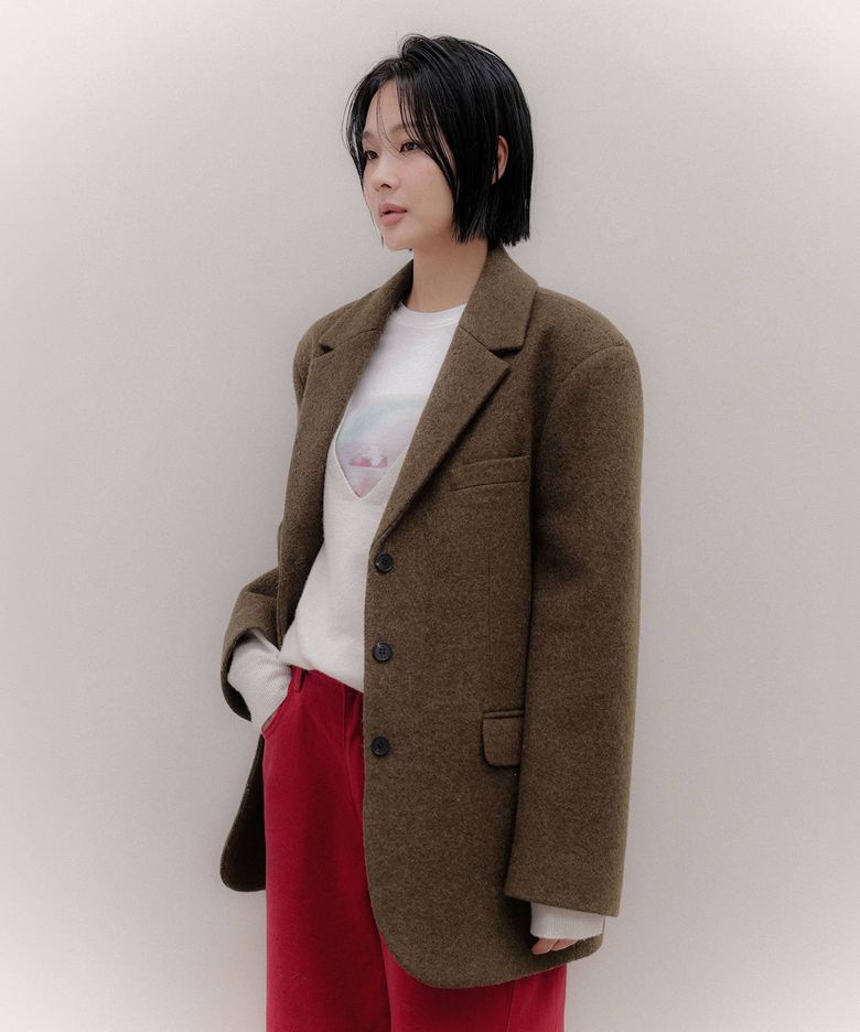 아카이브 오버핏 울자켓(카키)